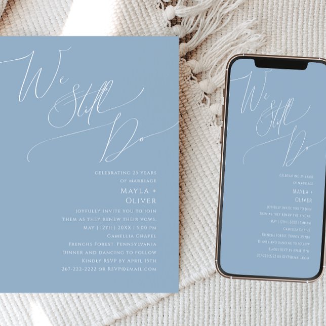 Whimsical Script | Blue We Still Do Vow Renewal Invitation (Creator Uploaded)