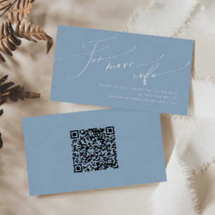 Whimsical Script Blue Wedding QR Code Website Enclosure Card