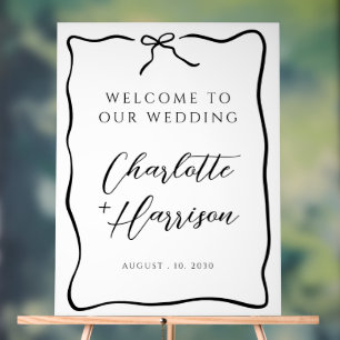 Whimsical Script Border Wedding Acrylic Sign
