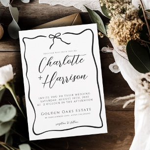 Whimsical Script Border Wedding Invitation