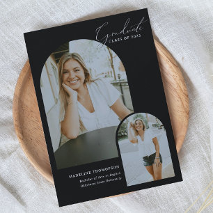 Whimsical Script Calligraphy Arch Photo Graduation Announcement