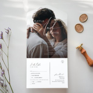 Whimsical Script Casual Photo Seal and Send All In One Invitation