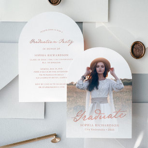 Whimsical Script Chic Photo Graduation Party Invitation