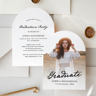 Whimsical Script Chic Photo Graduation Party Invitation