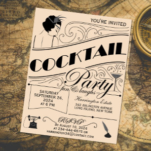 Whimsical script cocktail party invitation