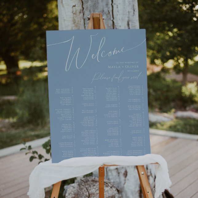Whimsical Script | Dusty Blue Alphabetical Seating Foam Board (Creator Uploaded)