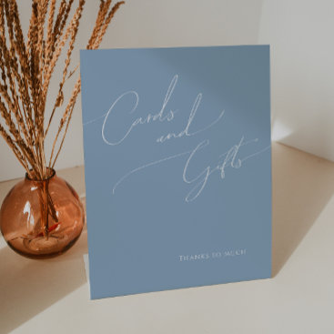 Whimsical Script | Dusty Blue Cards and Gifts Pedestal Sign