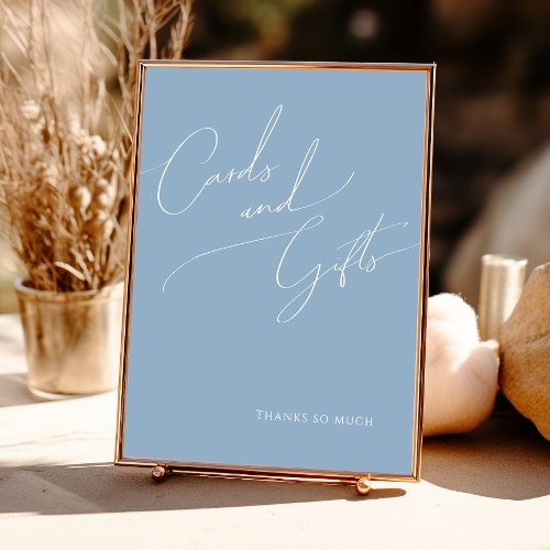 Whimsical Script  Dusty Blue Cards and Gifts Sign