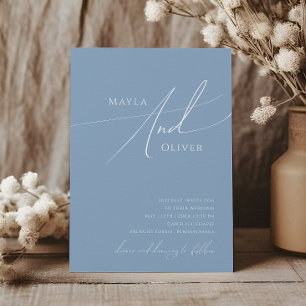 Whimsical Script   Dusty Blue Casual Wedding Invitation