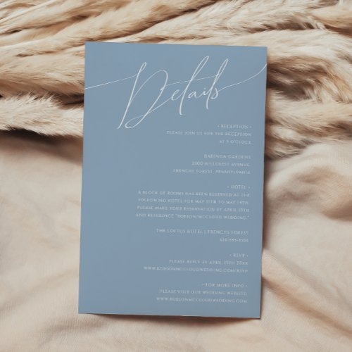 Whimsical Script  Dusty Blue Details Enclosure Card