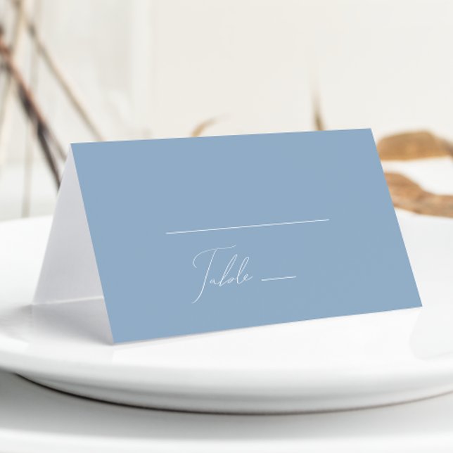 Whimsical Script | Dusty Blue Folded Place Card (Creator Uploaded)