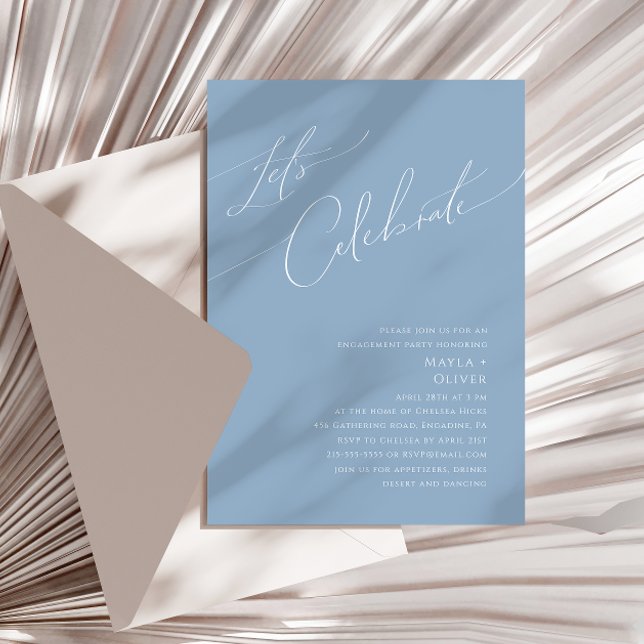 Whimsical Script | Dusty Blue Let's Celebrate Invitation (Creator Uploaded)