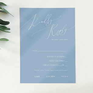 Whimsical Script Dusty Blue Menu Choice RSVP Card