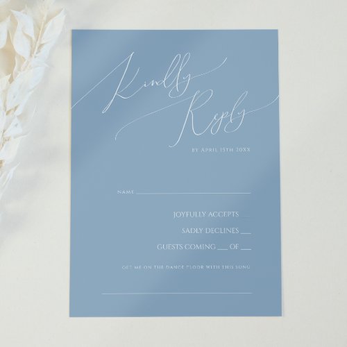 Whimsical Script Dusty Blue Song Request RSVP Card