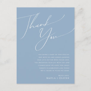 Whimsical Script Dusty Blue Table Thank You Card