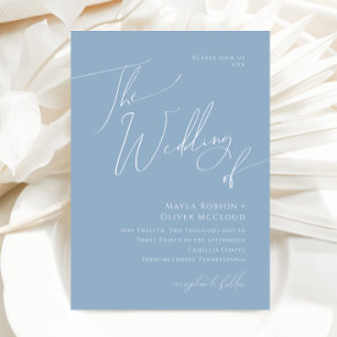 Whimsical Script Dusty Blue The Wedding Of Invitation