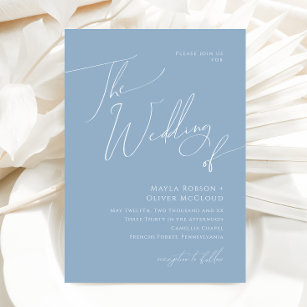 Whimsical Script   Dusty Blue The Wedding Of Invitation