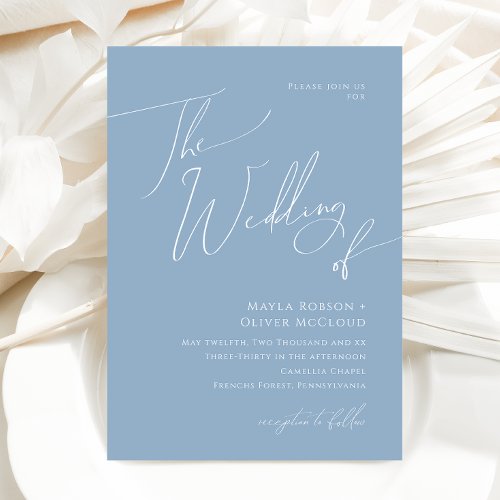 Whimsical Script  Dusty Blue The Wedding Of Invitation