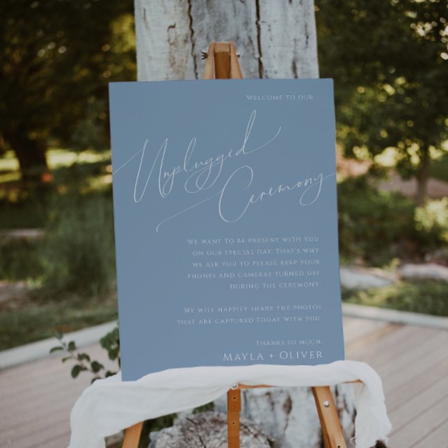 Whimsical Script | Dusty Blue Unplugged Ceremony Foam Board (Creator Uploaded)