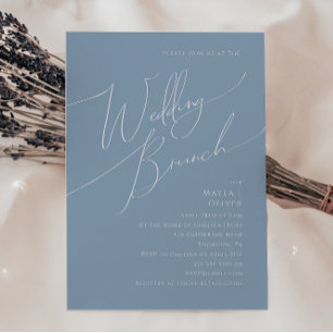 Whimsical Script   Dusty Blue Wedding Brunch Invitation