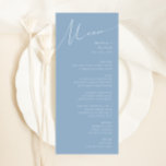 Whimsical Script | Dusty Blue Wedding Dinner Menu<br><div class="desc">Introducing our stunning whimsical script | dusty blue wedding dinner menu perfect for your simple modern boho spring celebration. Our elegant design includes a vibrant bright, pastel color palette with a vintage chic calligraphy script. Whether you prefer a minimalist or classic style, our unique editable product offers luxury and elegance,...</div>