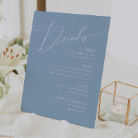 Whimsical Script | Dusty Blue Wedding Drinks Menu