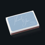 Whimsical Script | Dusty Blue Wedding Favor Matchboxes<br><div class="desc">Introducing our stunning whimsical script | dusty blue wedding favor matchboxes perfect for your simple modern boho spring celebration. Our elegant design includes a vibrant bright, pastel color palette with a vintage chic calligraphy script. Whether you prefer a minimalist or classic style, our unique editable product offers luxury and elegance,...</div>