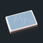 Whimsical Script | Dusty Blue Wedding Favor Matchboxes<br><div class="desc">Introducing our stunning whimsical script | dusty blue wedding favor matchboxes perfect for your simple modern boho spring celebration. Our elegant design includes a vibrant bright, pastel color palette with a vintage chic calligraphy script. Whether you prefer a minimalist or classic style, our unique editable product offers luxury and elegance,...</div>