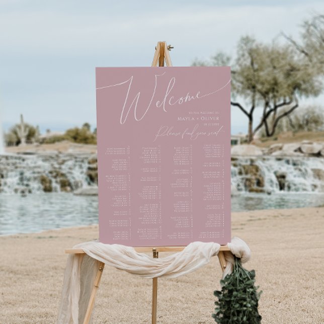 Whimsical Script | Dusty Rose Alphabetical Seating Foam Board (Creator Uploaded)