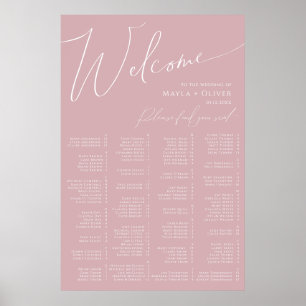 Whimsical Script Dusty Rose Alphabetical Seating Poster