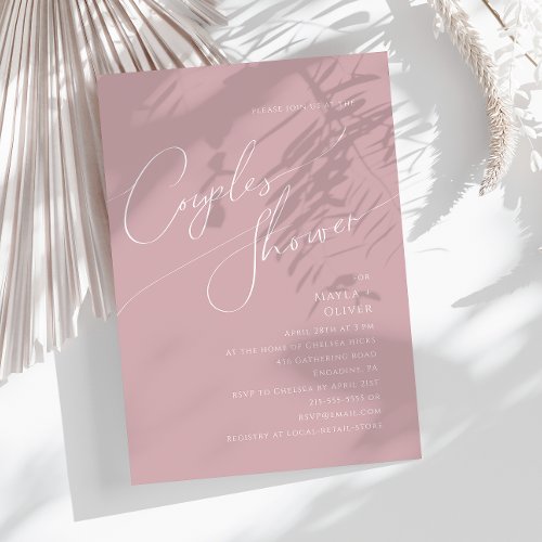 Whimsical Script  Dusty Rose Couples Shower Invitation