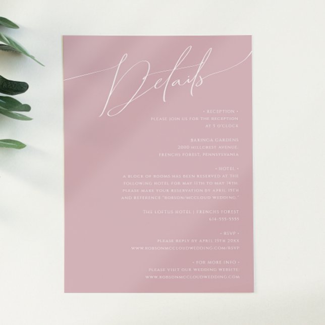 Whimsical Script | Dusty Rose Details Enclosure Card (Creator Uploaded)