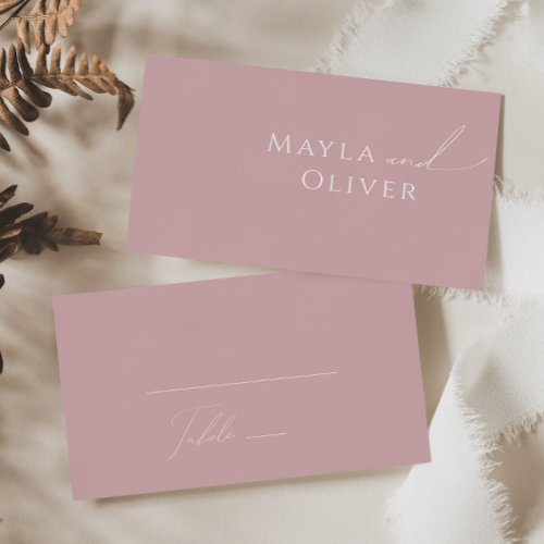 Whimsical Script  Dusty Rose Flat Wedding Place Card