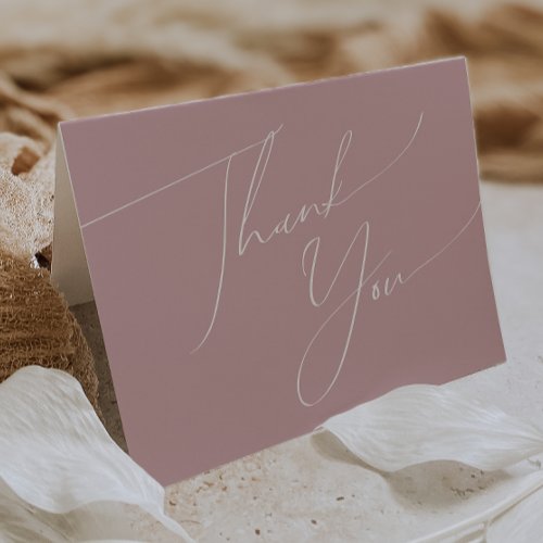 Whimsical Script Dusty Rose Folded Thank You Card