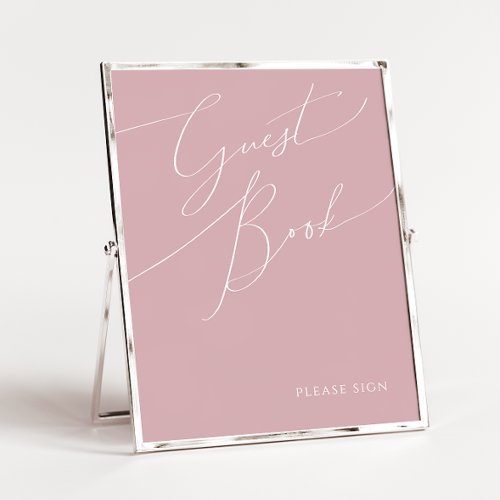 Whimsical Script  Dusty Rose Guest Book Sign