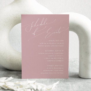 Whimsical Script   Dusty Rose Schedule of Events Enclosure Card