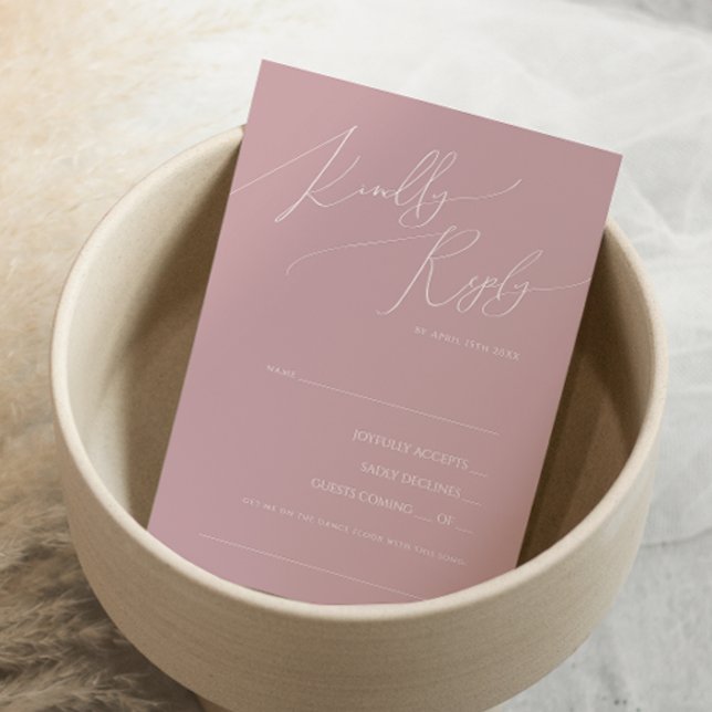 Whimsical Script Dusty Rose Song Request RSVP Card (Creator Uploaded)