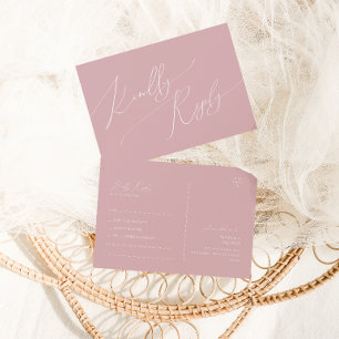 Whimsical Script   Dusty Rose Song Request RSVP Postcard