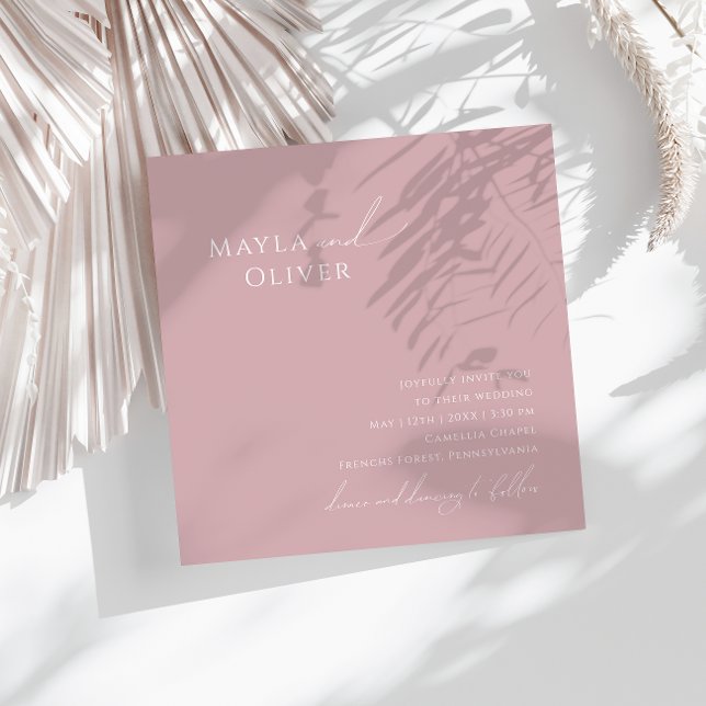 Whimsical Script | Dusty Rose Square Wedding Invitation (Creator Uploaded)
