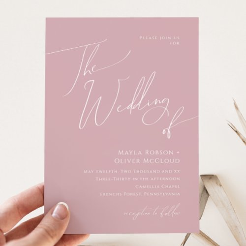 Whimsical Script  Dusty Rose The Wedding Of Invitation