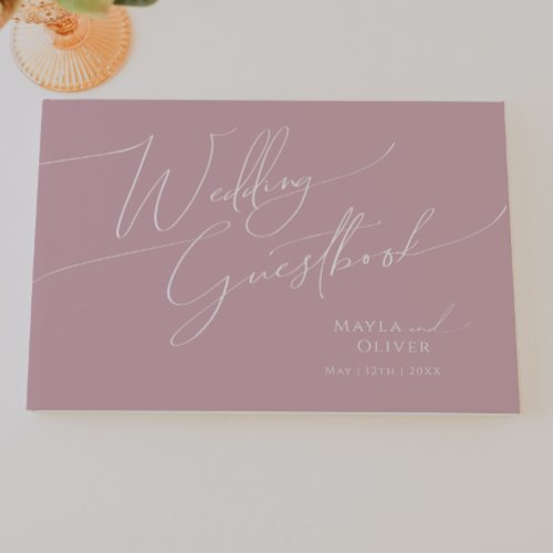 Whimsical Script  Dusty Rose Wedding Guestbook