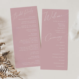 Whimsical Script   Dusty Rose Wedding Program