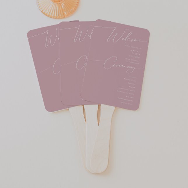 Whimsical Script | Dusty Rose Wedding Program Hand Fan (Creator Uploaded)