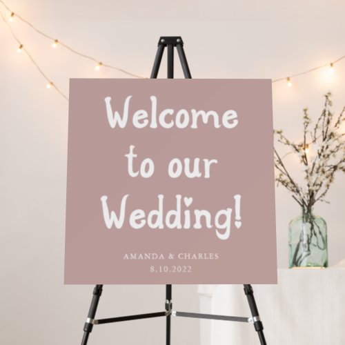 Whimsical Script Dusty Rose Wedding Welcome Sign