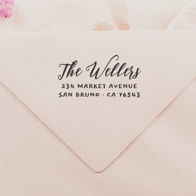 Whimsical Script Family Name & Typography Address Self-inking Stamp (Creator Uploaded)