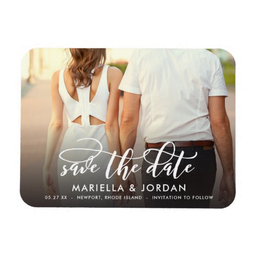 Whimsical Script Full Photo Save the Date Magnet