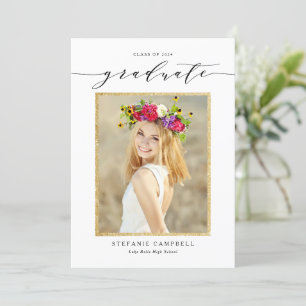 Whimsical Script Glitter Class of 2025 Graduation Announcement