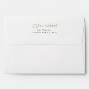 Whimsical Script Gold 5 x 7 Return Address Wedding Envelope