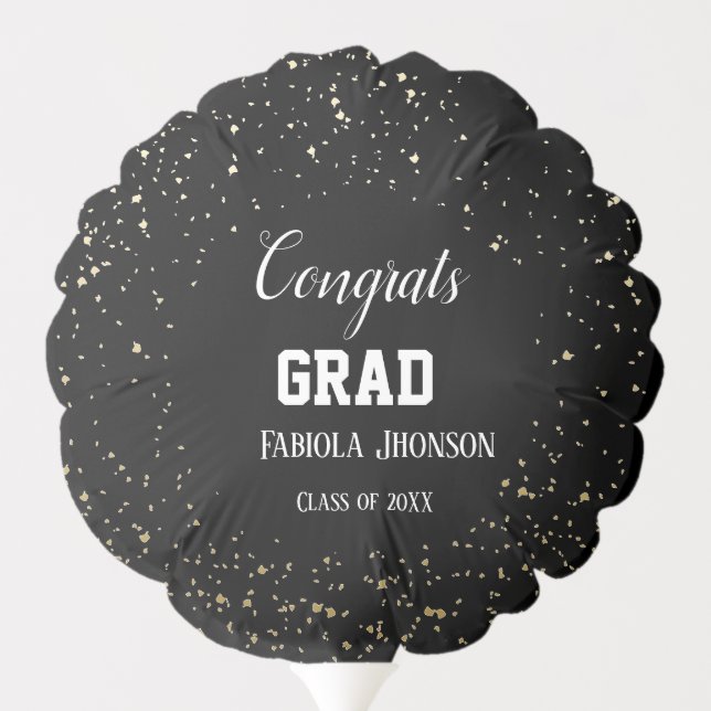 Whimsical script graduation party  balloon (Back)