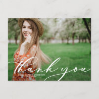 Whimsical Script Graduation Photo Thank You